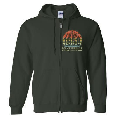 65 Year Old Birthday Vintage 1958 65th Birthday Full Zip Hoodie