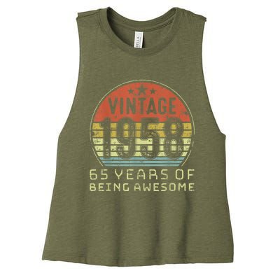 65 Year Old Birthday Vintage 1958 65th Birthday Women's Racerback Cropped Tank