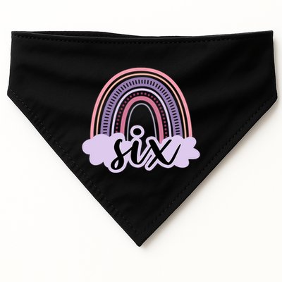 6 Year Old Boho Rainbow Six 6th Birthday Girl Family Party USA-Made Doggie Bandana