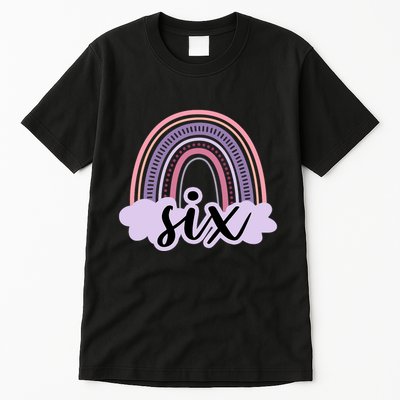 6 Year Old Boho Rainbow Six 6th Birthday Girl Family Party Tall T-Shirt