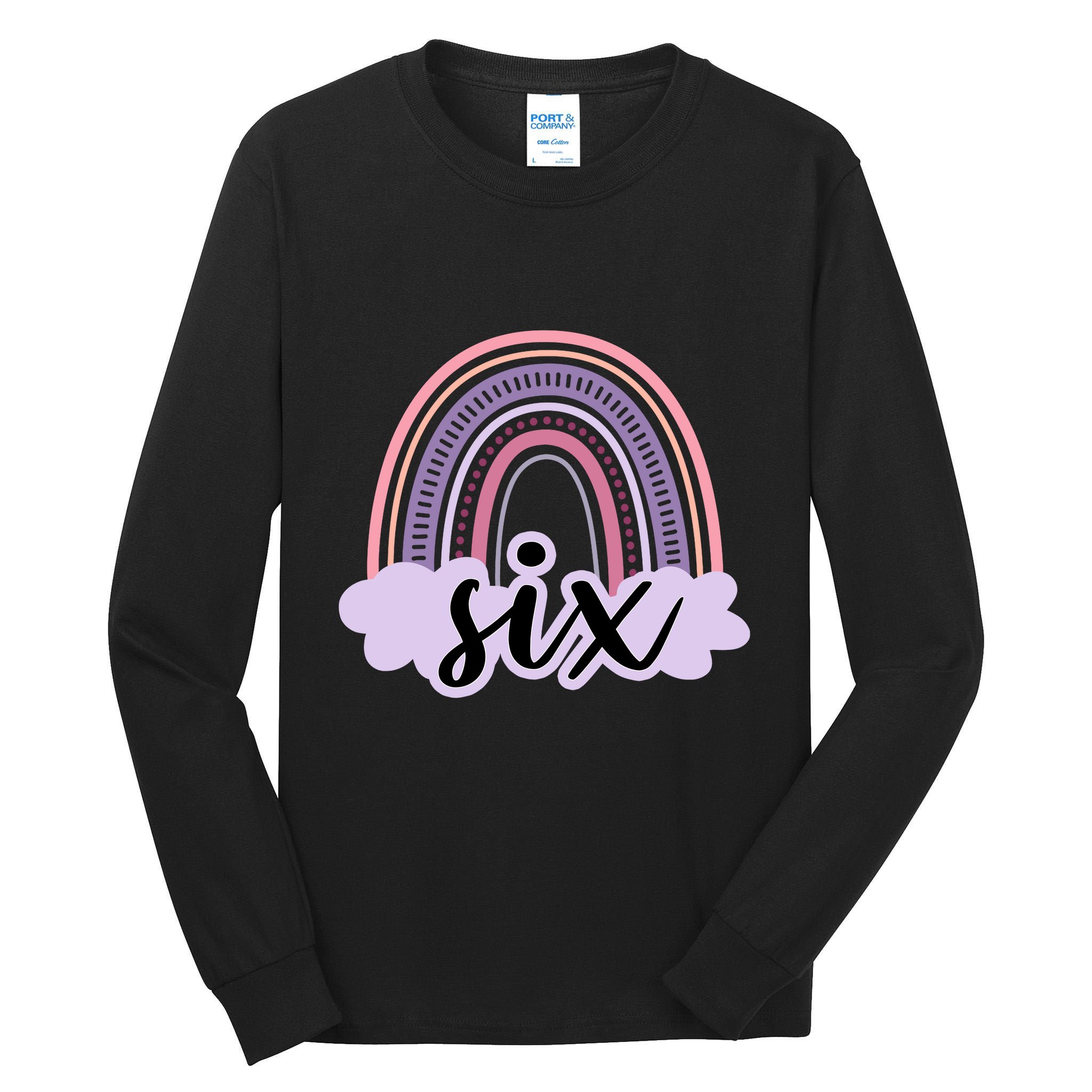 6 Year Old Boho Rainbow Six 6th Birthday Girl Family Party Tall Long Sleeve T-Shirt