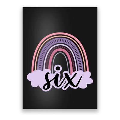 6 Year Old Boho Rainbow Six 6th Birthday Girl Family Party Poster