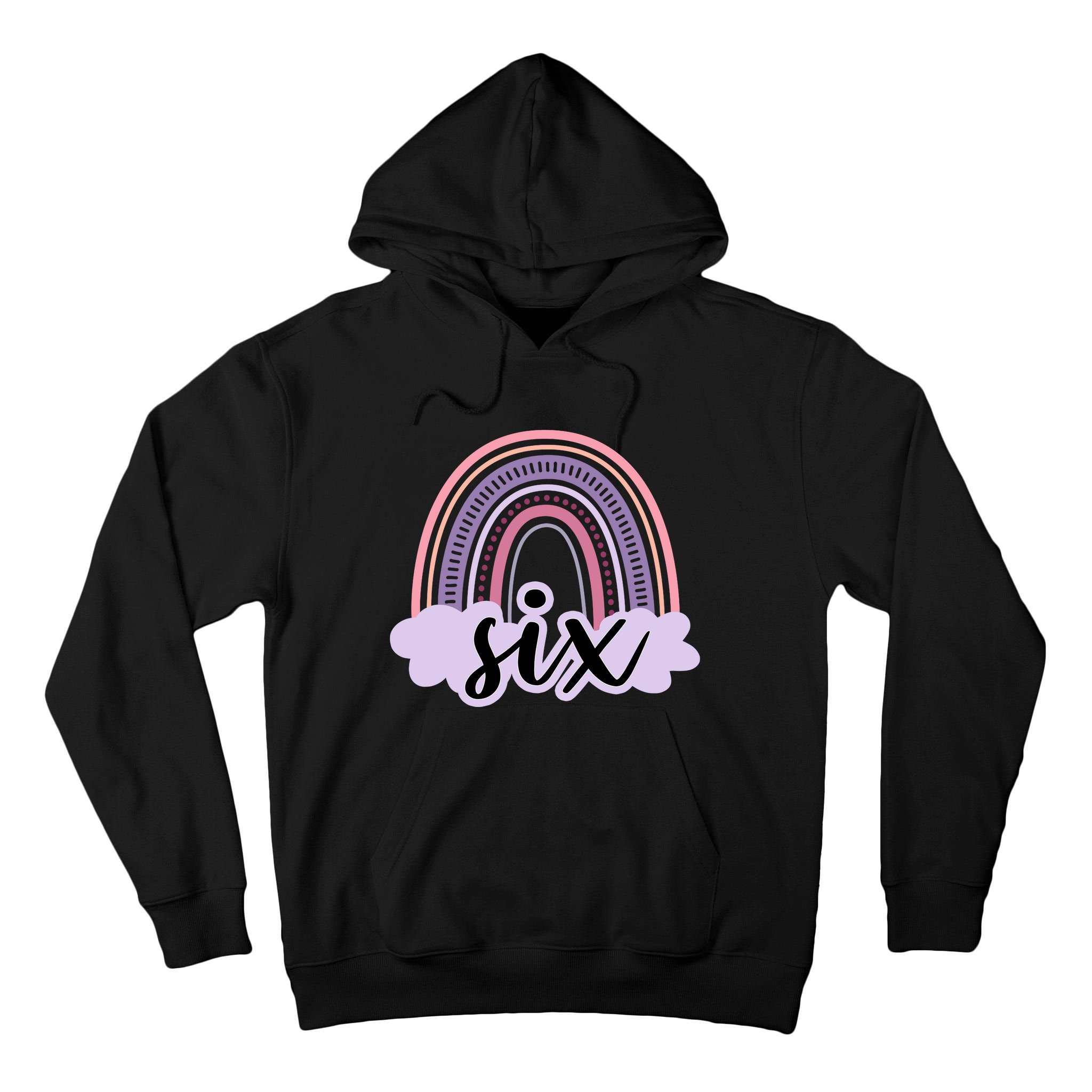 6 Year Old Boho Rainbow Six 6th Birthday Girl Family Party Tall Hoodie