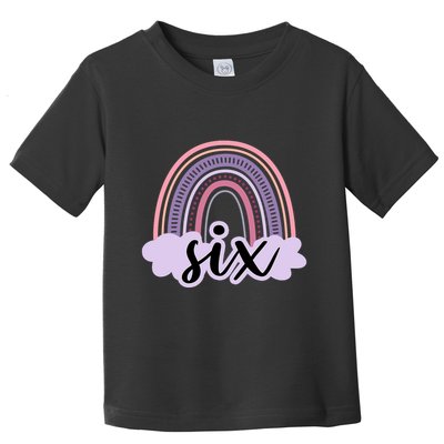 6 Year Old Boho Rainbow Six 6th Birthday Girl Family Party Toddler T-Shirt