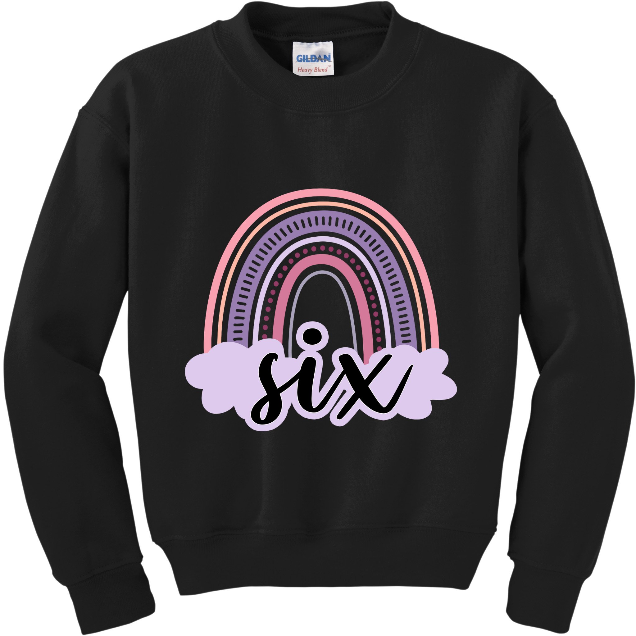 6 Year Old Boho Rainbow Six 6th Birthday Girl Family Party Kids Sweatshirt