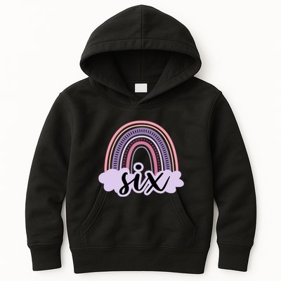 6 Year Old Boho Rainbow Six 6th Birthday Girl Family Party Kids Hoodie