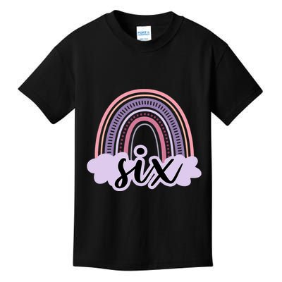 6 Year Old Boho Rainbow Six 6th Birthday Girl Family Party Kids T-Shirt