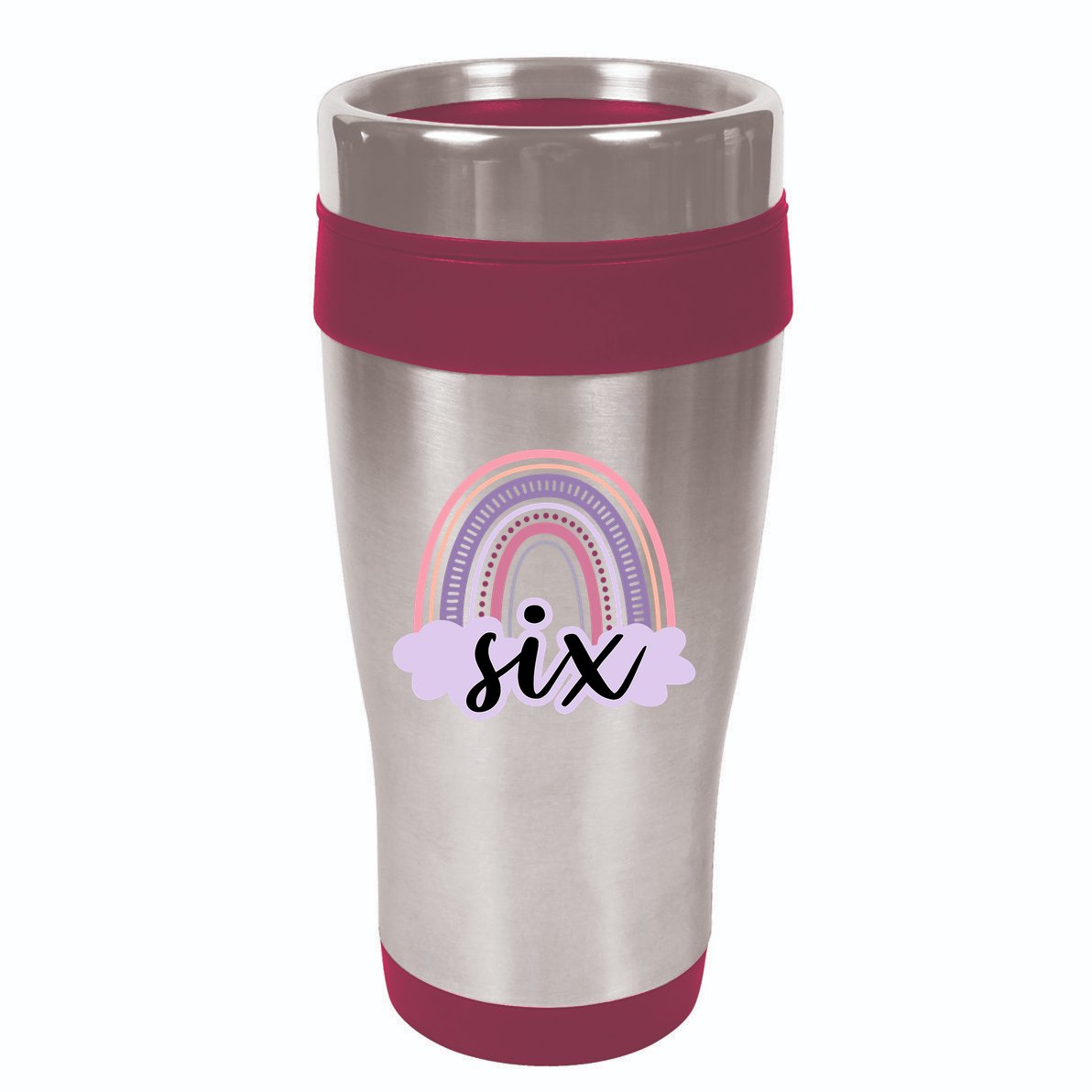6 Year Old Boho Rainbow Six 6th Birthday Girl Family Party 16oz Travel Tumbler