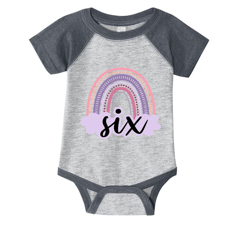 6 Year Old Boho Rainbow Six 6th Birthday Girl Family Party Infant Baby Jersey Bodysuit
