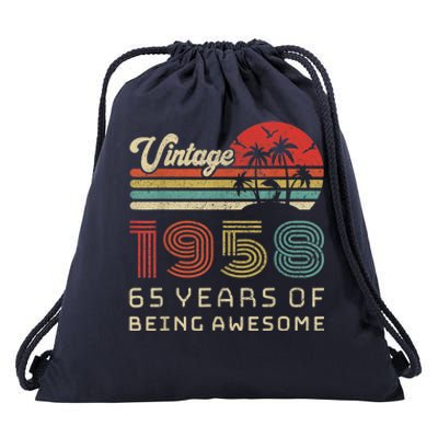 65 Year Old Birthday Vintage 1958 65th Birthday Drawstring Bag