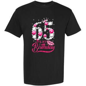 65 Year Old Gifts Its My 65th Birthday Pink Diamond Crown Garment-Dyed Heavyweight T-Shirt