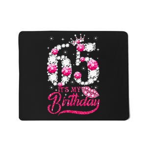 65 Year Old Gifts Its My 65th Birthday Pink Diamond Crown Mousepad