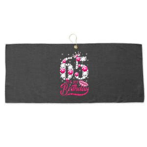 65 Year Old Gifts Its My 65th Birthday Pink Diamond Crown Large Microfiber Waffle Golf Towel