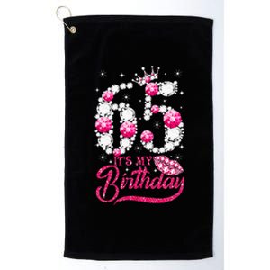 65 Year Old Gifts Its My 65th Birthday Pink Diamond Crown Platinum Collection Golf Towel