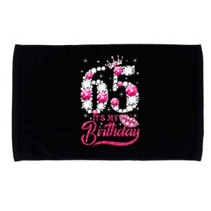 65 Year Old Gifts Its My 65th Birthday Pink Diamond Crown Microfiber Hand Towel