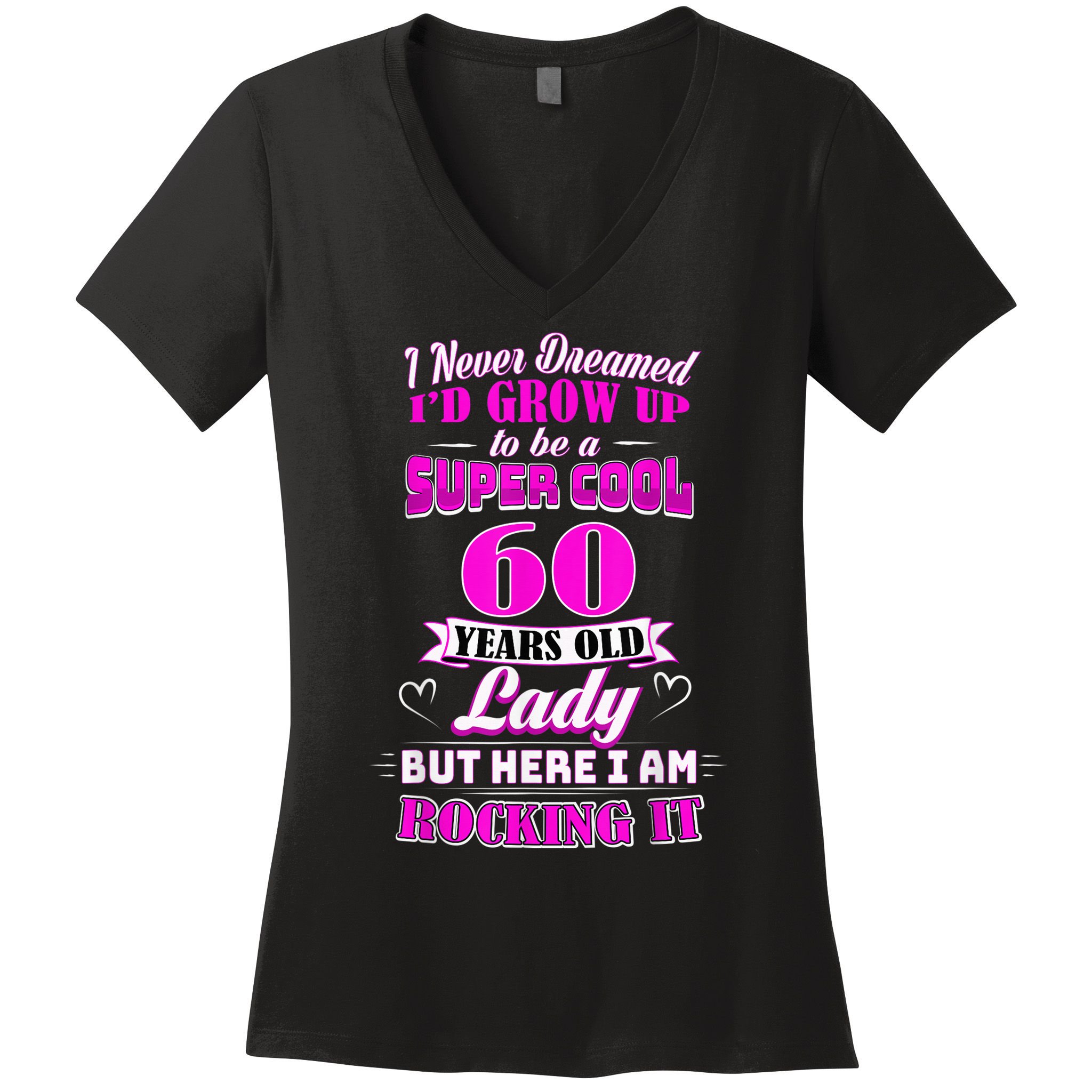60 Year Old Lady Funny 60th Birthday Rockin' Since Women's V-Neck T-Shirt