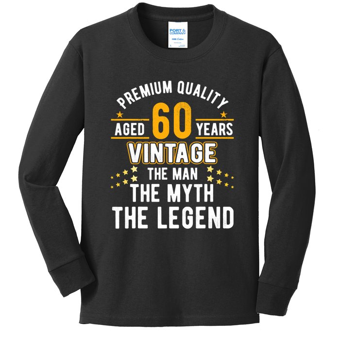 60 Years Old The Man Myth Legend Vintage 60th Birthday Kids Long Sleeve Shirt