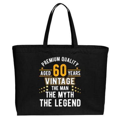 60 Years Old The Man Myth Legend Vintage 60th Birthday Cotton Canvas Jumbo Tote