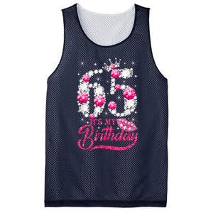 65 Year Old Gifts It's my 65th Birthday Pink Diamond Crown Mesh Reversible Basketball Jersey Tank