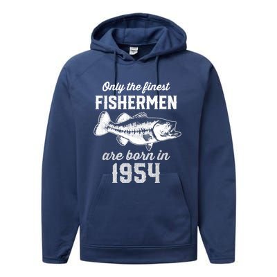 69 Year Old Fisherman: Fishing 1954 69th Birthday Performance Fleece Hoodie