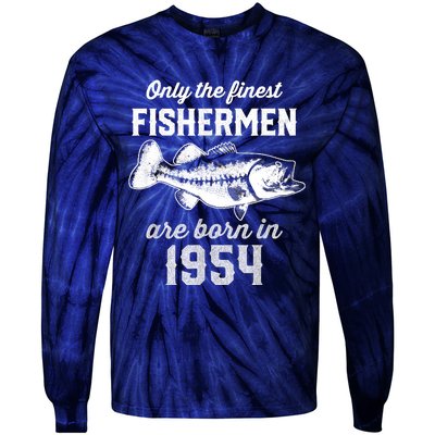 69 Year Old Fisherman: Fishing 1954 69th Birthday Tie-Dye Long Sleeve Shirt