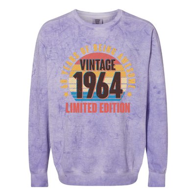 60 Years Of Being Awesome 1964 Limited Edition Vintage Retro Colorblast Crewneck Sweatshirt