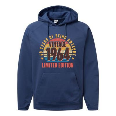 60 Years Of Being Awesome 1964 Limited Edition Vintage Retro Performance Fleece Hoodie