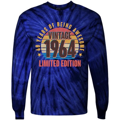 60 Years Of Being Awesome 1964 Limited Edition Vintage Retro Tie-Dye Long Sleeve Shirt