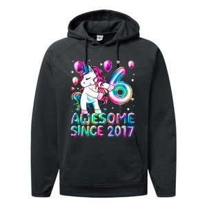 6 Years Old Unicorn Flossing 6th Birthday Girl Unicorn Party Performance Fleece Hoodie