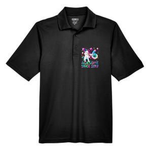 6 Years Old Unicorn Flossing 6th Birthday Girl Unicorn Party Men's Origin Performance Pique Polo