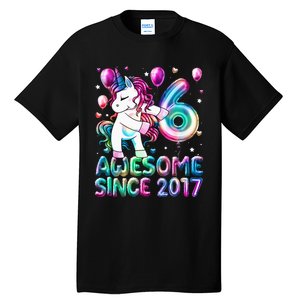 6 Years Old Unicorn Flossing 6th Birthday Girl Unicorn Party Tall T-Shirt