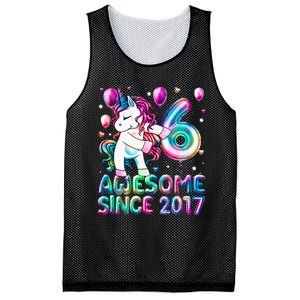 6 Years Old Unicorn Flossing 6th Birthday Girl Unicorn Party Mesh Reversible Basketball Jersey Tank