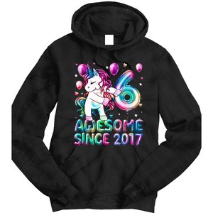 6 Years Old Unicorn Flossing 6th Birthday Girl Unicorn Party Tie Dye Hoodie