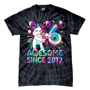 6 Years Old Unicorn Flossing 6th Birthday Girl Unicorn Party Tie-Dye T-Shirt