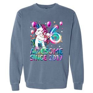 6 Years Old Unicorn Flossing 6th Birthday Girl Unicorn Party Garment-Dyed Sweatshirt