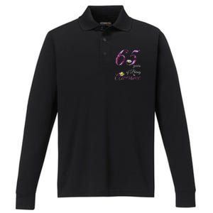 65 Year Old Shirt Awesome Floral 1958 65th Birthday Present Gift Performance Long Sleeve Polo