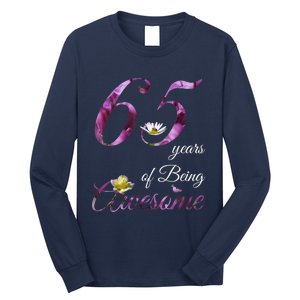 65 Year Old Shirt Awesome Floral 1958 65th Birthday Present Gift Long Sleeve Shirt