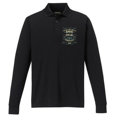 65 Years Old 65th Birthday Present Gift Legends Born In April 1958 Performance Long Sleeve Polo