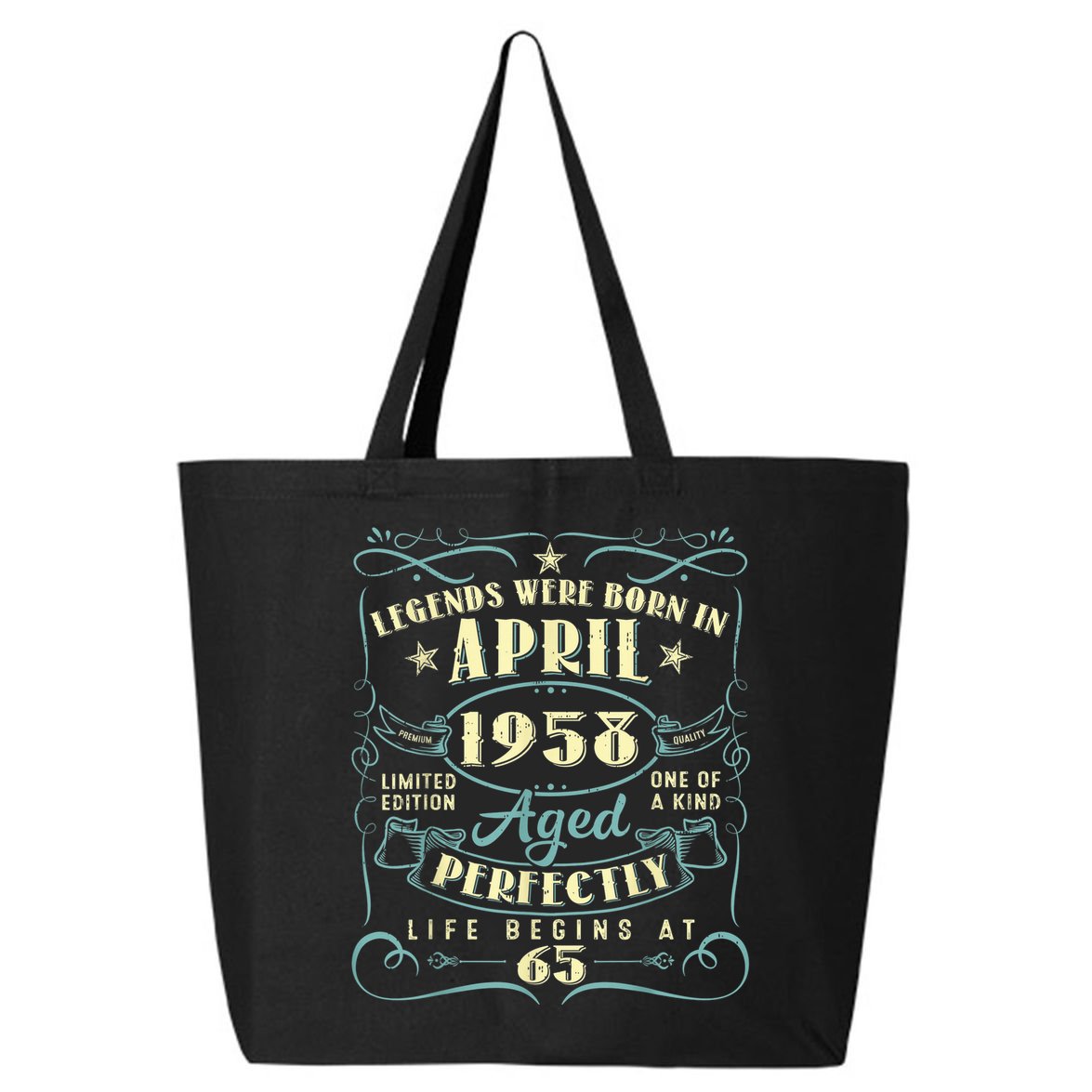 65 Years Old 65th Birthday Present Gift Legends Born In April 1958 25L Jumbo Tote