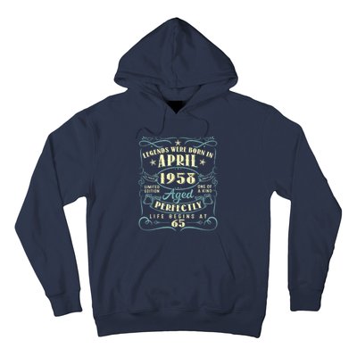 65 Years Old 65th Birthday Present Gift Legends Born In April 1958 Hoodie