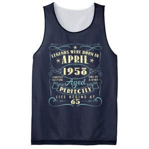 65 Years Old 65th Birthday Present Gift Legends Born In April 1958 Mesh Reversible Basketball Jersey Tank