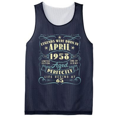 65 Years Old 65th Birthday Present Gift Legends Born In April 1958 Mesh Reversible Basketball Jersey Tank