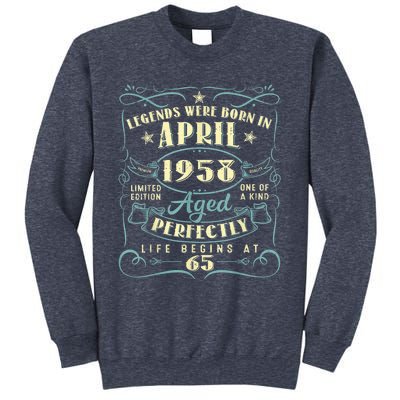 65 Years Old 65th Birthday Present Gift Legends Born In April 1958 Sweatshirt