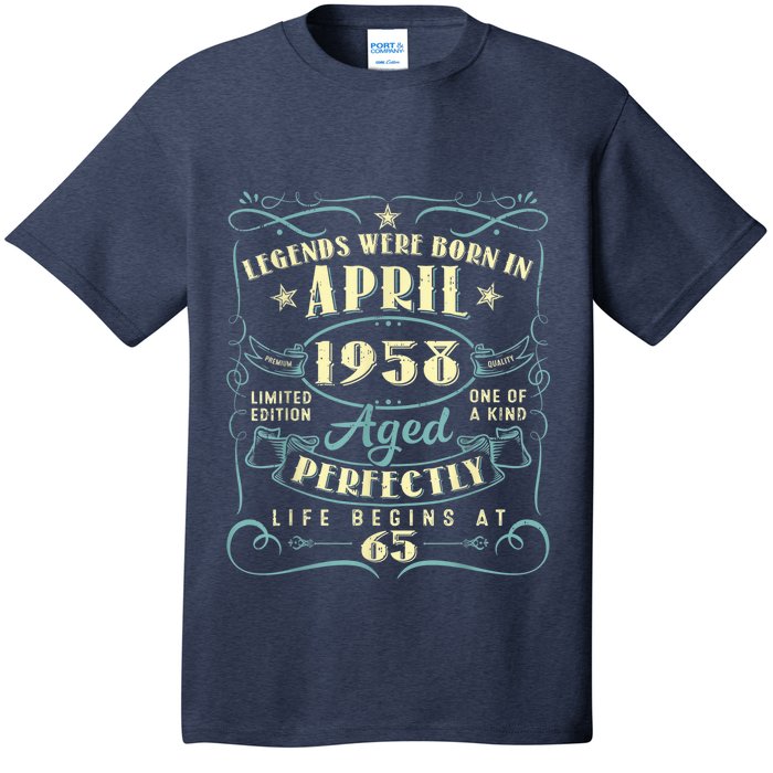 65 Years Old 65th Birthday Present Gift Legends Born In April 1958 T-Shirt