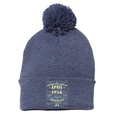 65 Years Old 65th Birthday Present Gift Legends Born In April 1958 Pom Pom 12in Knit Beanie