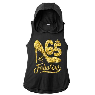 65 Years Old Gifts 65 & Fabulous 65th Birthday high heels Ladies PosiCharge Tri-Blend Wicking Draft Hoodie Tank