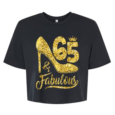 65 Years Old Gifts 65 & Fabulous 65th Birthday high heels Bella+Canvas Jersey Crop Tee