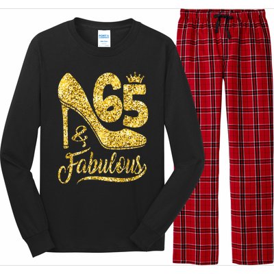 65 Years Old Gifts 65 & Fabulous 65th Birthday high heels Long Sleeve Pajama Set