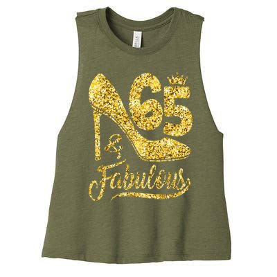 65 Years Old Gifts 65 & Fabulous 65th Birthday high heels Women's Racerback Cropped Tank