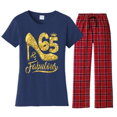 65 Years Old Gifts 65 & Fabulous 65th Birthday high heels Women's Flannel Pajama Set